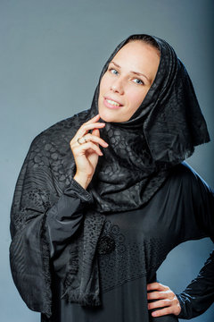 Portrait of beautiful young woman,dressed Middle Eastern way