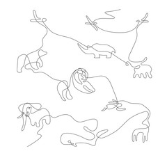 Animals print concept. Continuous one line drawing. Vector illustration.