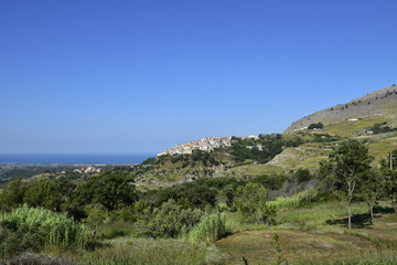 Fototapeta na wymiar Panoramic view of Santa Domenica Talao, a rural village in the mountains of the Calabria region.