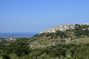 Panoramic view of Santa Domenica Talao, a rural village in the mountains of the Calabria region.