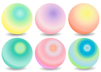 A set of sweet pastel marble balls isolated on white background.