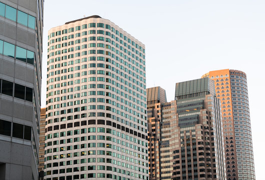 Office Buildings And Luxury Real Estate In Downtown Boston Near The Seaport District And On The Harbor.