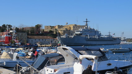 Fototapeta premium A view of a marina in South Italy.