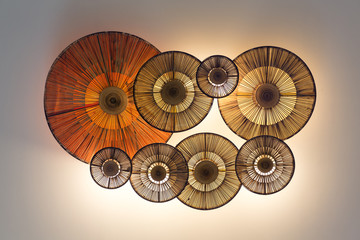 Fototapety  Ceiling lantern made from bamboo weave in Asian traditional style/Chinese lanterns during new year festival ,color toned.