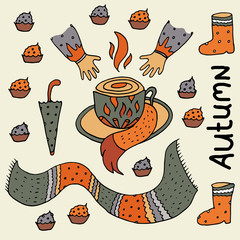 cozy autumn with hot tea