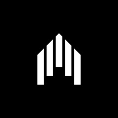 Arrow up icon. A Logo Design. House icon isolated on dark background