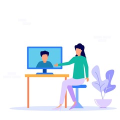 Fototapeta premium Illustration vector graphic cartoon character of long distance communication