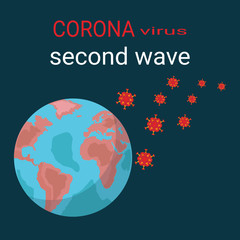 Concept of second wave coronavirus pandemic outbreak. Watch out for Novel Coronavirus outbreaks. Spread of new coronavirus Background. Banner, vector illustration. 