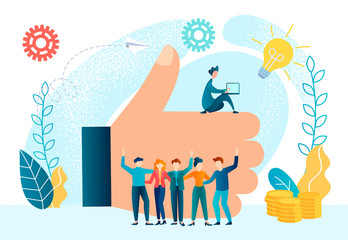 Concept of a successful startup, teamwork, income growth