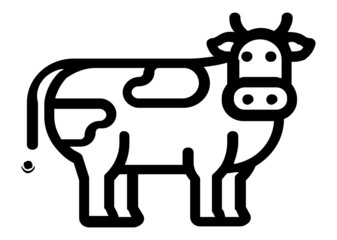 Cow, farm animal line icon.
