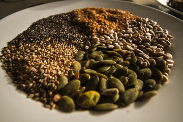 plate of seeds and grains colorful