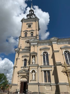 Joniskis Saint Mary church  at city centre. Joniskis / Lithuania.