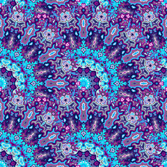 Kaleidoscope geometric seamless pattern. Diwali ethnic vector composition. Lace modern fractal floral seamless ornament. Interior decoration print.