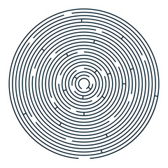 Radial labyrinth maze vector design, children game to play, find way out.