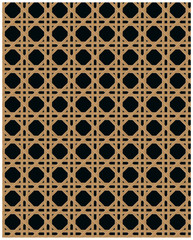 Natural cane webbing effect seamless pattern dark teal background