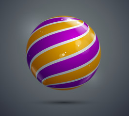 Abstract vector realistic glossy sphere, beautiful festive ball decorated with pattern, graphic design element.