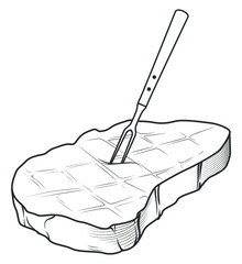 vector roast meat with fork online