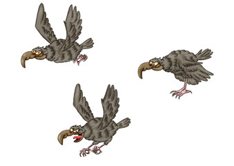 Cartoon eagle. A set of eagles in different poses.