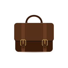 Business concept, leather briefcase icon. Vector illustration isolated.