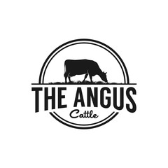 Retro Vintage Cattle Angus logo design template