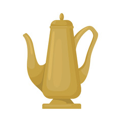Teapot flat illustration. Kettle for tea or coffee front view. Vector.