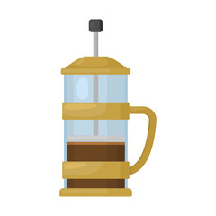 Teapot flat illustration. Kettle for tea or coffee front view. Vector.