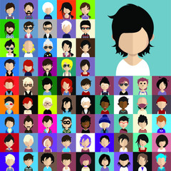 People avatars, Vector women, men avatar