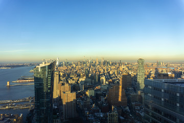 Fototapeta na wymiar aerial of New York City skyline with skyscrapers in Manhattan