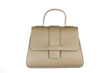 Bag fashion autumn clutch isolated on white leather