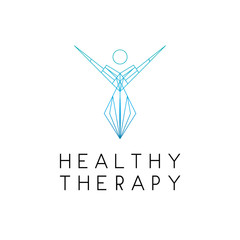 Health Therapy logo design. fresh human. geometric or line style logos. vector icon illustration inspiration.