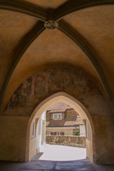 view through the arch of the city of Thun in Switzerland