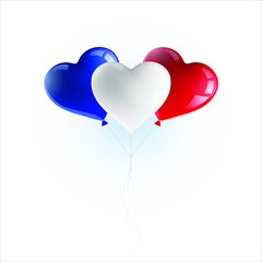 Heart shaped balloons with colors and flag of FRANCE vector illustration design. Isolated object.