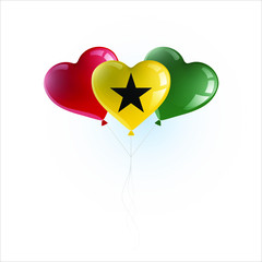 Fototapeta na wymiar Heart shaped balloons with colors and flag of GHANA vector illustration design. Isolated object.