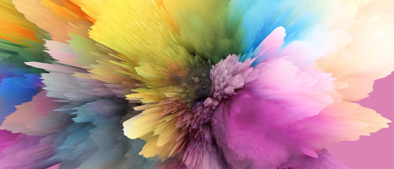Digital Illustration. Color rainbow splash. Abstract horizontal background..