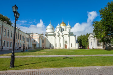 Fototapeta na wymiar St. Sophia Cathedral in Novgorod Kremlin, Veliky Novgorod, Russia. Monument of architecture, landmark