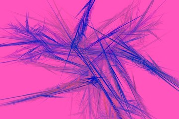 Chaotic blue lines on a pink background