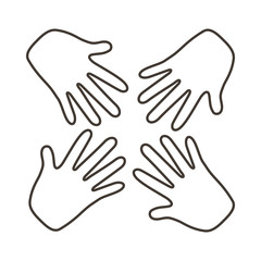 interracial hands teamwork line style icon
