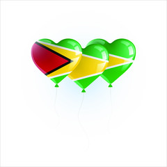 Heart shaped balloons with colors and flag of GUYANA vector illustration design. Isolated object.