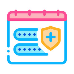 insurance validity calendar icon vector. insurance validity calendar sign. color symbol illustration