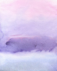 Abstract watercolor background, hand painted texture, purple paint stains. Design for backgrounds, wallpapers, covers and packaging..