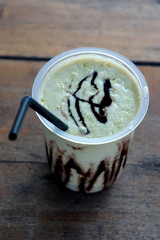 avocado coffee drink menu combined with chocolate at a restaurant in Malang