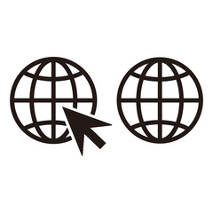 globe icon symbol set, go to web icon vector.
