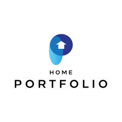 P letter and home or house logo design. vector icon illustration inspiration. 