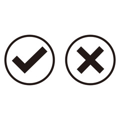 check mark icon and cross inside a circle