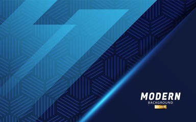 modern premium blue shape vector background banner with blue light lines in hexagon texture.