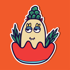 funny hand drawn monster character vector illustration