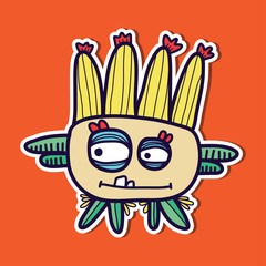 funny hand drawn monster character vector illustration