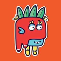 funny hand drawn monster character vector illustration