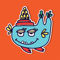 funny hand drawn monster character vector illustration