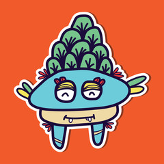 funny hand drawn monster character vector illustration